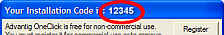 Installation Code Location (Click to Enlarge)